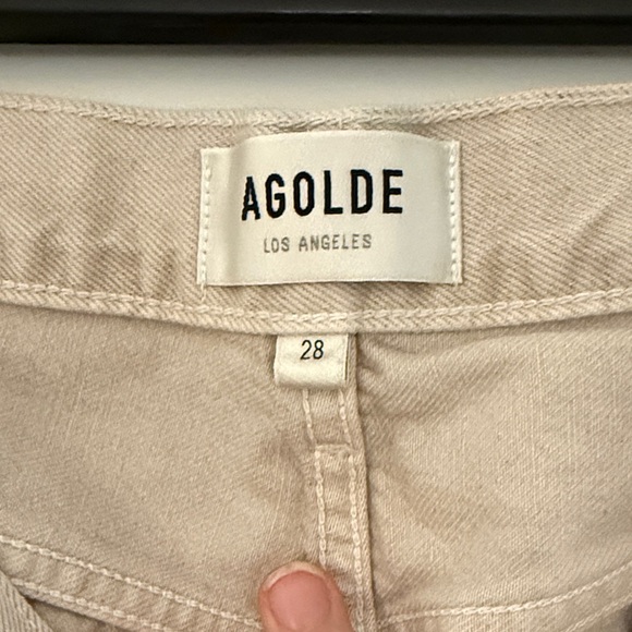 Agolde Denim - Agolde Light Tan Wide-Leg Jeans